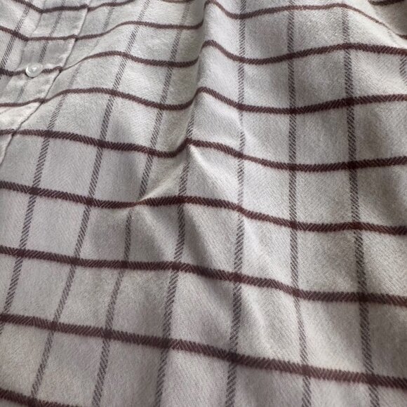 NWOT Frank Eileen JOEDY Flannel Shirt Cream and Brown Windowpane Size Small - Picture 7 of 8